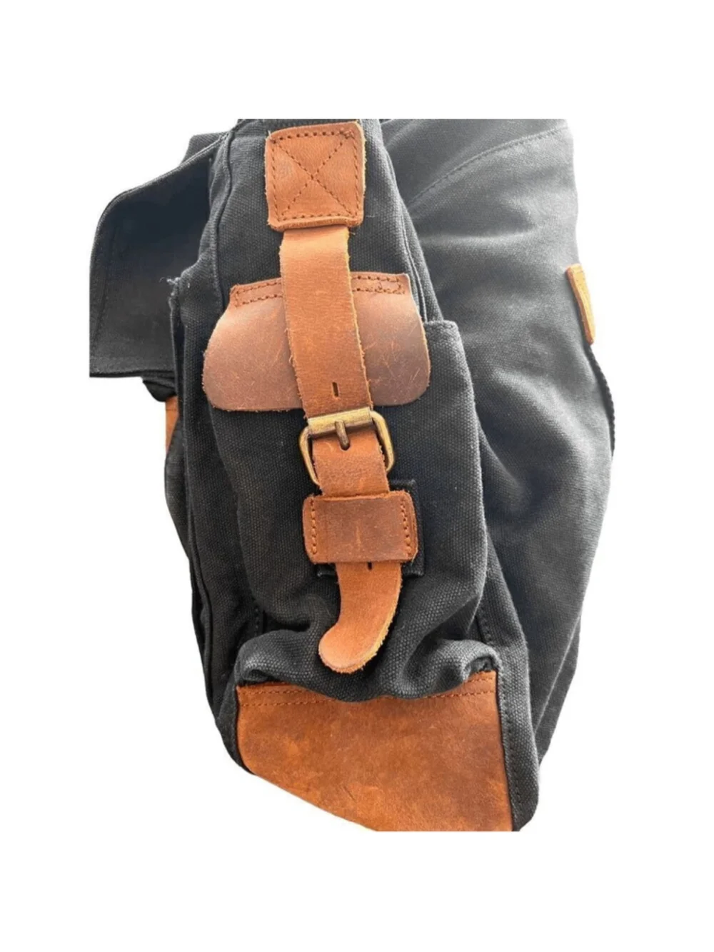 JONON Vintage Military Canvas leather Messenger bag